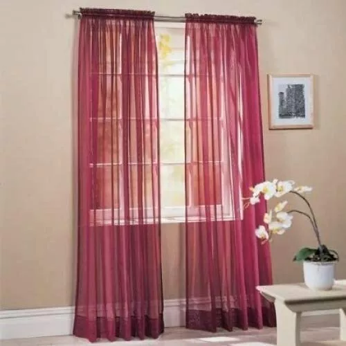 Sheer 2Pc Window Treatments Curtain Panels 84" Inch Long  Polyester (10+ colors) - Image 1 of 1