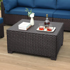 Outdoor Pe Wicker Coffee Table - Resin Rattan Patio Table Garden Furniture Backy