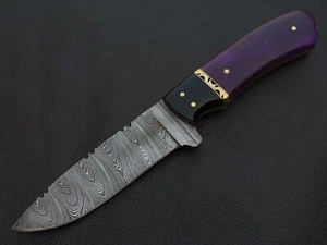 8.5" CUSTOM HAND MADE DAMASCUS STEEL SKINNER KNIFE RESIN HANDLE W/SHEATH M894 - Afbeelding 1 van 8