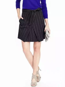 Falda a rayas Banana Republic $98 corbata delantera 0,2,4,6P,6,8P,8,10P,10,12P,12,14 - Imagen 1 de 5