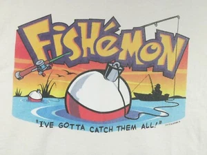 Vtg Hanes Fishemon I've Gotta Catch Em All Fishing T-shirt NOS - Picture 1 of 9