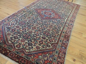 3x5  3x6 Antique Oriental Malayer wool Area Rug Red Blue Gray - Picture 1 of 12