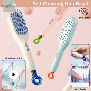Self-Cleaning Anti-Static Massage Comb Detangling Rotate Lifting Hair Brush - Picture 1 of 9