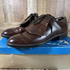 Zapato de golf vintage marrón Arnold Palmer con kiltie talla 8,5 - Imagen 1 de 12