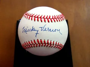 MICKEY VERNON WASHINGTON SENATORS 2 X BATTING CHAMP SIGNED AUTO OAL BASEBALL JSA - Picture 1 of 3