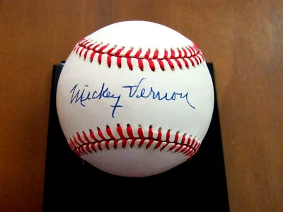 MICKEY VERNON WASHINGTON SENATORS 2 X BATTING CHAMP SIGNED AUTO OAL BASEBALL JSA - Image 1 of 3