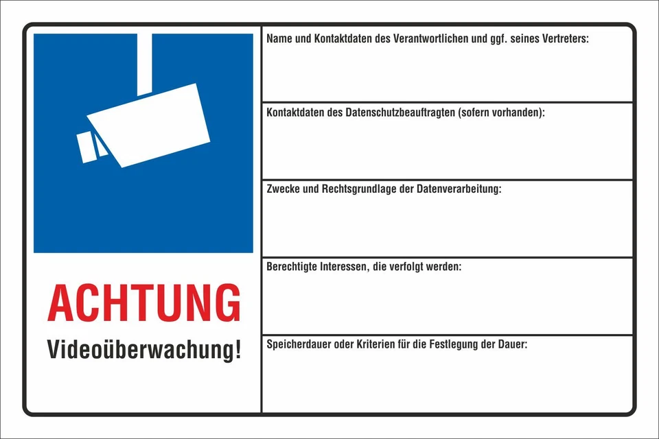 WERBEPUNKT. Schild Videoüberwachung videoüberwacht DSGVO Hinweisschild Kamera Alu-Verbund