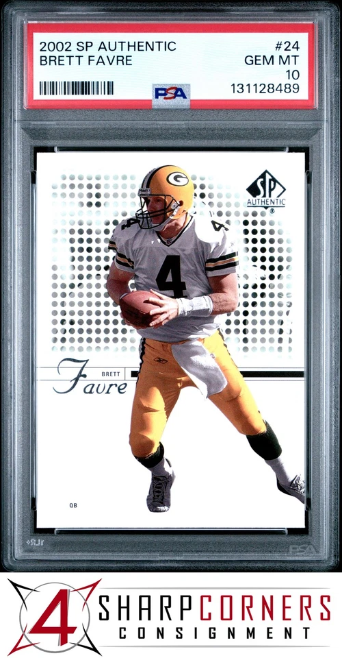 2002 SP AUTHENTIC #24 BRETT FAVRE PACKERS HOF PSA 10 - Image 1 of 3