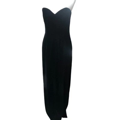 Kathryn Conover NWT Vintage Black Velvet Strapless Evening Gown Maxi Dress Sz 8 - Image 1 of 4
