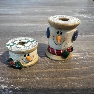 Vtg Eddie Walker Sew Sweet Snowman Spools Midwest Cannon Falls Lot of 2 - Picture 1 of 4