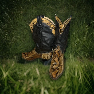 BOTAS VAQUERAS PIEL SERPIENTE VAQUERAS DE CUERO DE COLECCIÓN PARA MUJER TALLA 7,5 M Foto 1 de 4