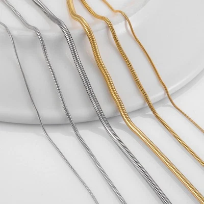 Hip-hop Gold Snake Chain Necklace Men Women Stainless Steel Fashion Jewelry Gift - Image 1 of 4