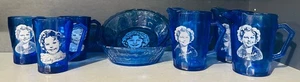 Cobalt Blue Glass Cup Shirley Temple Lot - Picture 1 of 10