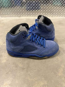 Jordan 5 Retro blau Wildleder Größe 11,5 getragen 136027-401 authentischer Herrenschuh " - Bild 1 von 7