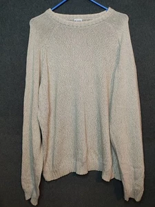 Columbia Men’s 100% Cotton Knit Sweater Pullover Beige Crewneck XL Oversize - Picture 1 of 5