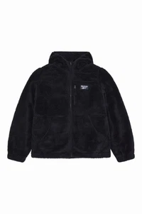 Reebok Womens Fleece Jacket Double Monkey Fleece Black - Picture 1 of 8
