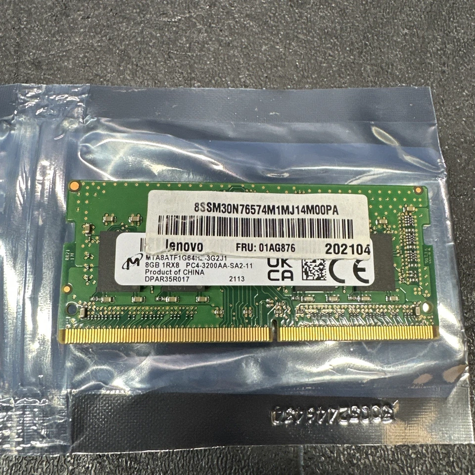 Portátil Micron 8GB DDR4 PC4-25600 1Rx8 SO-DIMM RAM MTA8ATF1G64HZ-3G2J1 Foto 1 de 4