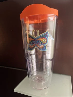 Vaso Teresa Butterfly 24 OZ Tervis tapa naranja Foto 1 de 2