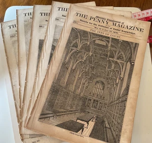 VINTAGE “THE PENNY MAGAZINE”  ISSUE #s 145, 158, 160, 206, 208 - YEARS 1834-1835 - Picture 1 of 19