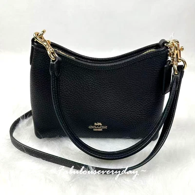 COACH Laurel Small Shoulder/Crossbody Bag In Pebble Leather CBH16 Gold/Black NWT - Image 1 of 4