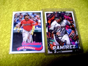 2024 Topps #89B44 Jose Ramirez come nuovo + 2022 topps fire #28 ramirez come nuovo L@@K - Foto 1 di 3