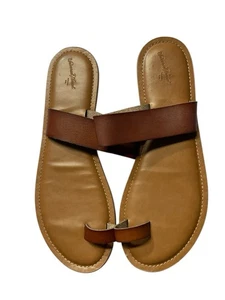 Sandali piatti universali filo punta giunone anello memory foam in cognac misura 11 - Foto 1 di 3