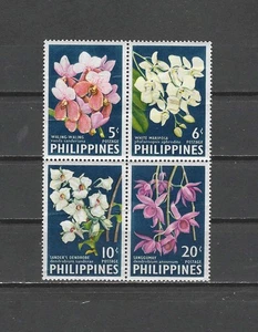 PHILIPPINES , 1962 , ORCHIDS , BLOCK OF 4 STAMPS , PERF , MNH - Picture 1 of 1