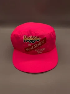 VINTAGE Red Stripe Beer Hat Cap Snapback Neon Pink Reggae Party Jamaica 80s Mens - Picture 1 of 11
