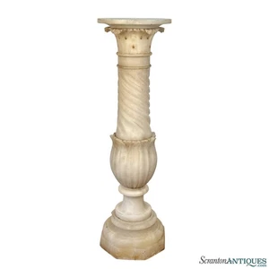 Antiker italienischer neoklassizistischer Alabaster Pflanzenständer Säule Podest Tisch - Bild 1 von 11