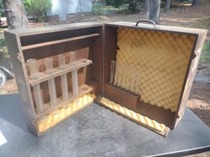 Antique Vintage Wooden Laboratory Science Supply Storage Box with Test Tubes - Picture 1 of 13