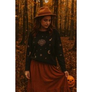 Neu mit Etikett Bloomchic himmlischer Strickpullover gold bestickt Größe 26 Übergröße schwarz - Bild 1 von 9