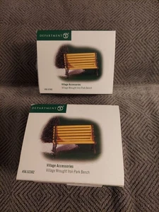 Juego de 2 accesorios de pueblo de nieve de Navidad Dept 56 banco de parque de hierro forjado NUEVO - Imagen 1 de 3