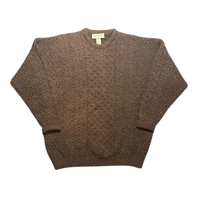 Camiseta Orvis masculina L marrom 100% lã malha Aran robusta pescador ao ar livre - Imagem 1 de 3