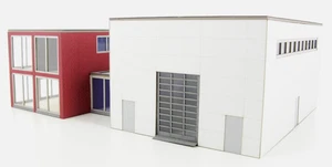 Fabrik Gewerbehalle + Verwaltung: H0-Bausatz NEU eingeschweißt - Bild 1 von 4