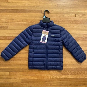 Giacca Eddie Bauer giovane piccola 6/7 blu navy piumino confezionabile 650 imbottitura StormRepel - Foto 1 di 9