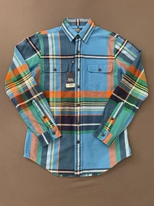 Neu mit Etikett Polo Ralph Lauren klassische Passform blau kariert Flanellhemd LS 710881860001 Herren S - Bild 1 von 4