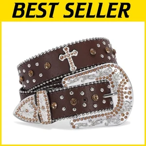Premium Rhinestone Western Belt with Dazzling Buckles - Perfect for Any Occasion - Picture 1 of 9
