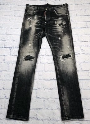 Dsquared2 MENS SZ 48 US 32X32 Paint Splatter Faded Slim Jeans Gray S71LB0589 - Image 1 of 4