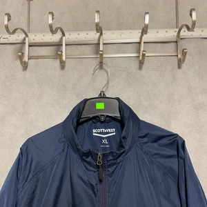 ScotteVest Jacket Men XL Blue Tec Pack Hooded 19 Pockets Windbreaker Golf Travel - Picture 1 of 11
