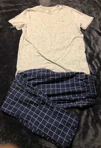 Michael Kors Sleep Wear Pajamas Set Size Small Gray Shirt & Blue Bottoms w/Logo - Picture 1 of 6