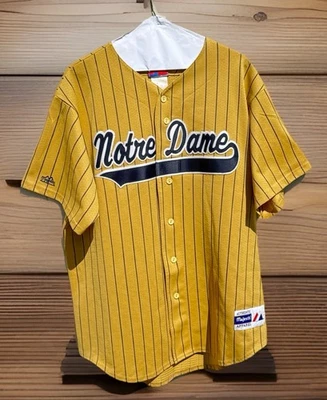 CAMISETA DE BÉISBOL IRLANDESA A RAYAS DE COLECCIÓN RARA MAJESTUOSA UNIVERSIDAD DE NOTRE DAME XL Foto 1 de 4