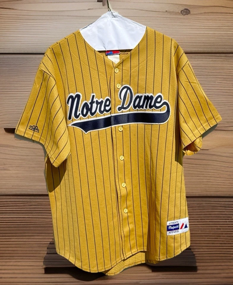 复古 罕见 大圣母大学 爱尔兰 PINSTRIPE 棒球球衣 XL — 第 1/4 张图片