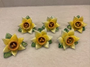 Vintage Porcelain Daffodil Place Card Holders Japan Set Of 6 - Picture 1 of 7