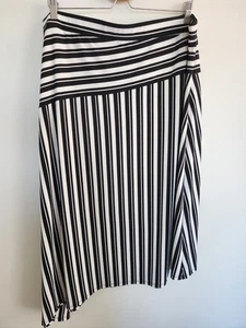 Roz & Ali Mujer’s 1X Falda a Rayas Negro Blanco Dobladillo Asimétrico Elastizado Pull On - Imagen 1 de 7