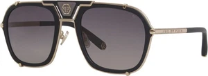 Philipp Plein Occhiali da Sole Uomo Polarizzati Titanio Pilot SPP010M55349P - Italia - Foto 1 di 4