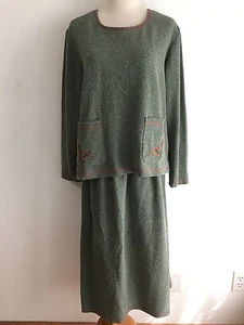 Coldwater Creek Petites Rock Anzug Salbeigrün Meliert Strick Größe PM - Bild 1 von 12