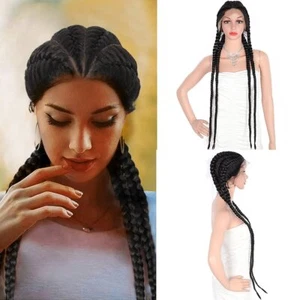 Hand-Braided Synthetic Lace Front Box Braided Wigs with Baby Hair for Women 26" - Picture 1 of 10