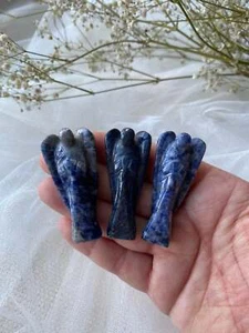 1 Psc Sodalite Stone Carved Angel Psychic Guardian Spiritual Healing Reiki Gems - Picture 1 of 3