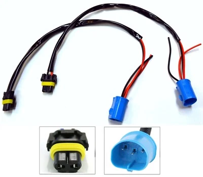 HID Kit Extension Wire 9007 HB5 Two Harness Head Light Bulb Replace Socket Plug - Image 1 of 4