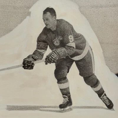 Foto de hockey vintage Gordie Howe Detroit Red Wings fotografía de jugador Foto 1 de 4